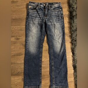 Salvage Men's Washed Dark Blue Straight-Leg Jeans(32x32)